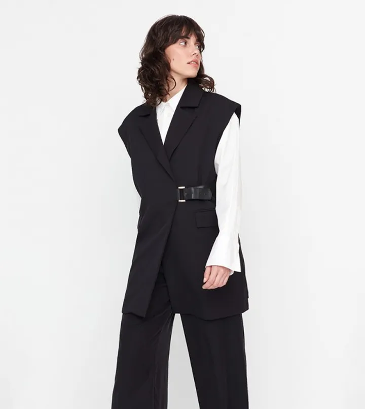 Belted Sleeveless Blazer
