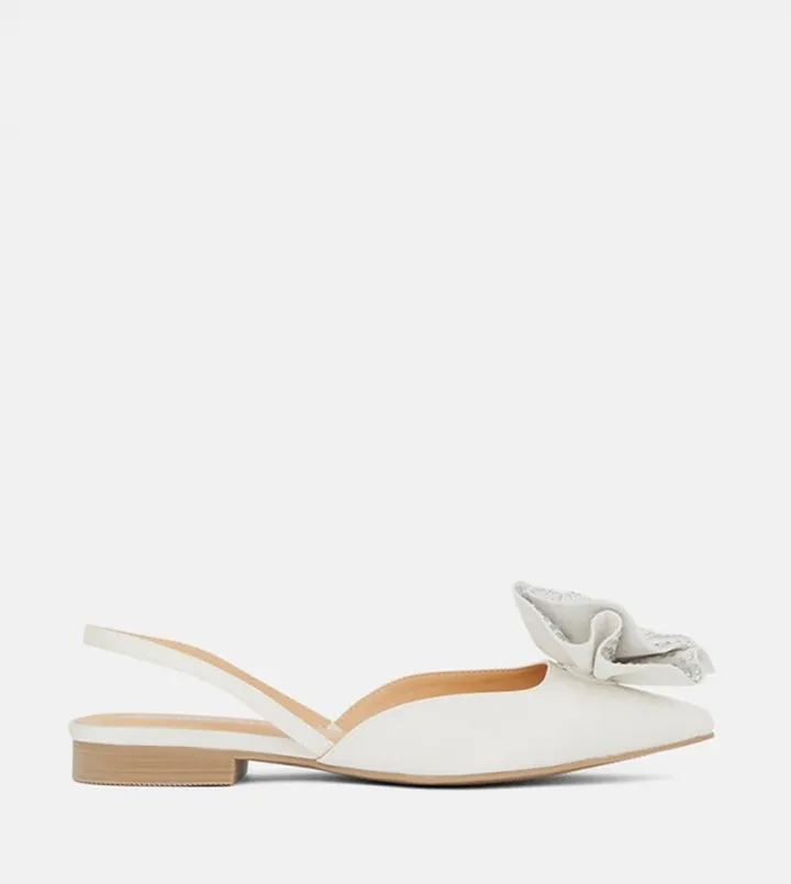 Diamante Floral Slingback Flat Shoes