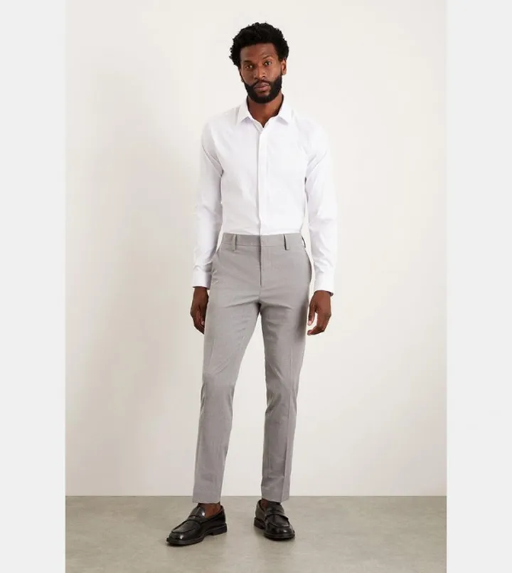 Skinny Fit Light Grey Suit Trousers