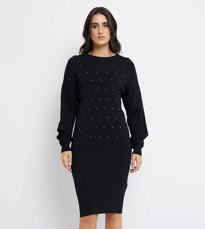 Embellished Sweater Dress