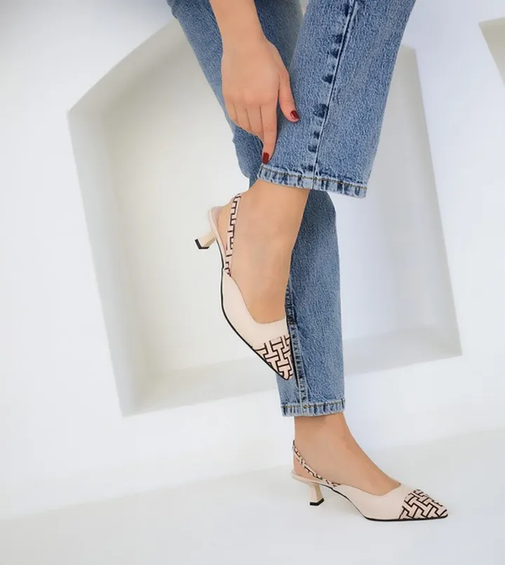 Printed Slingback Pumps