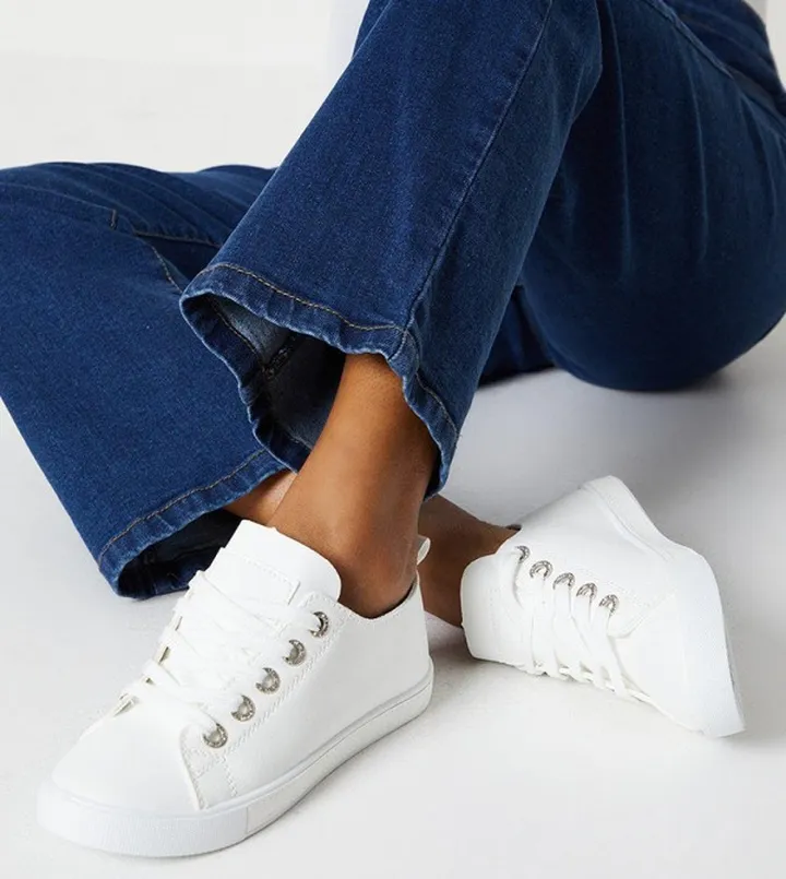Bonita Diamante Eyelet Lace-Up Sneakers