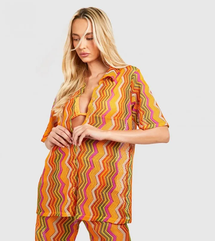 Tall Zig Zag Crochet Beach Shirt
