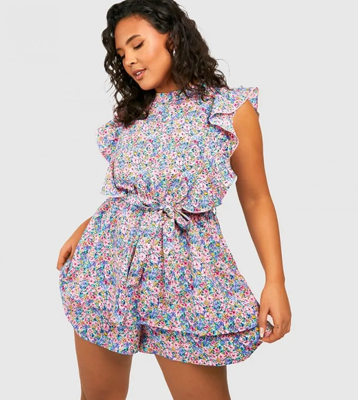 Woven Ditsy Floral Ruffle Romper