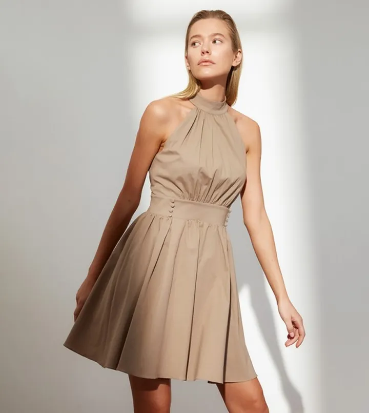 Taba Halter Neck Ruffle Dress