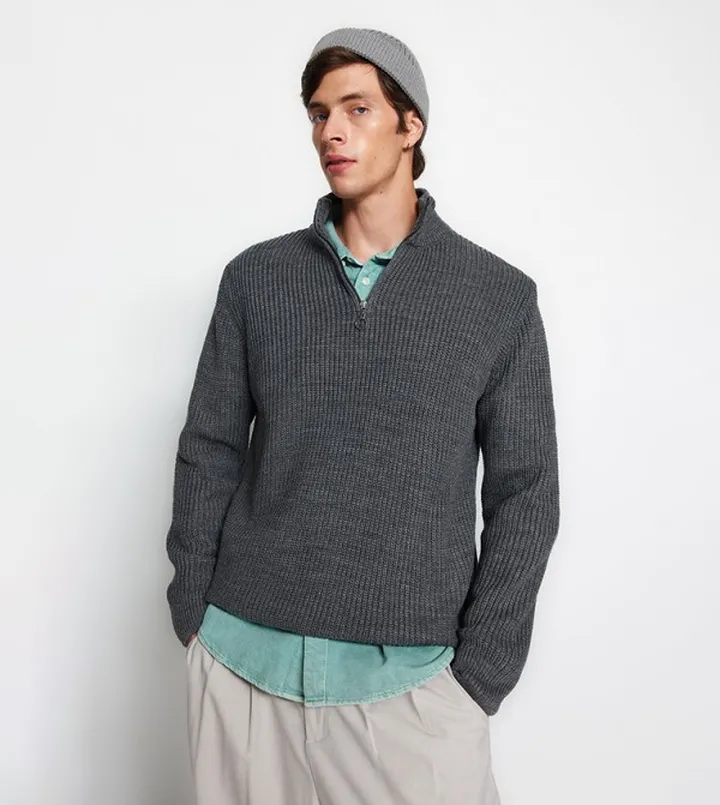 Turtleneck Half-Zipper Sweater