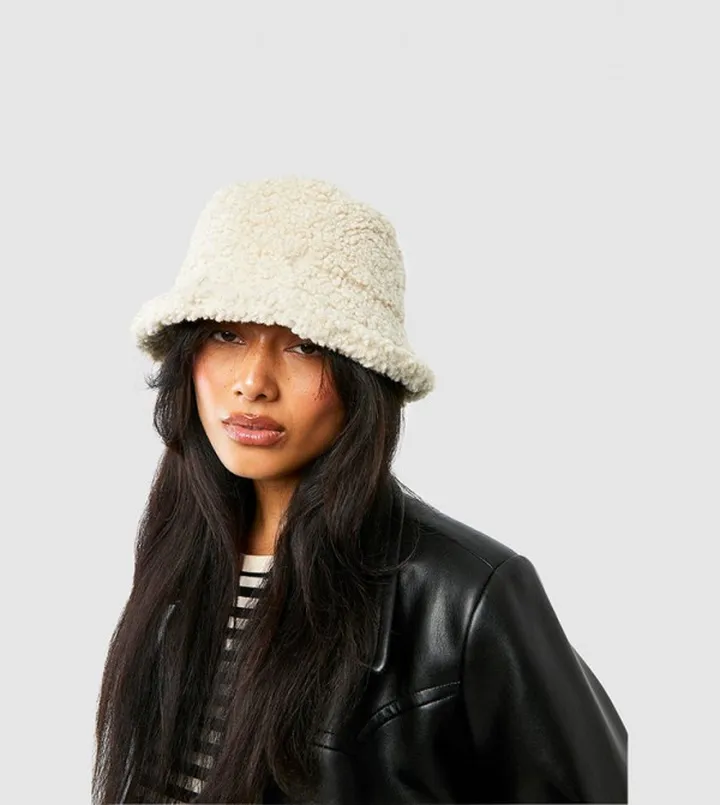 Cream Borg Bucket Hat