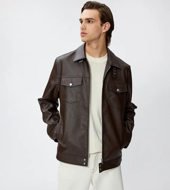 Faux Leather Long Sleeves Jacket