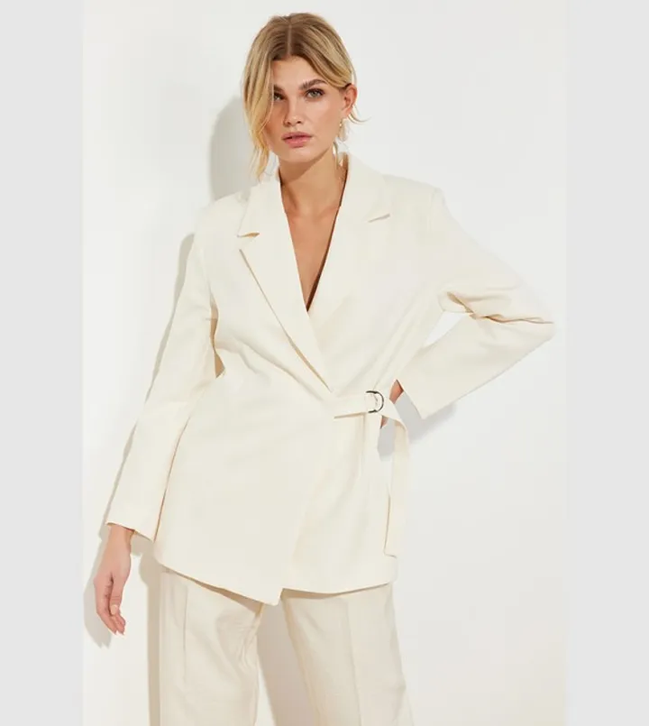 Waist Belt Long Sleeves Blazer