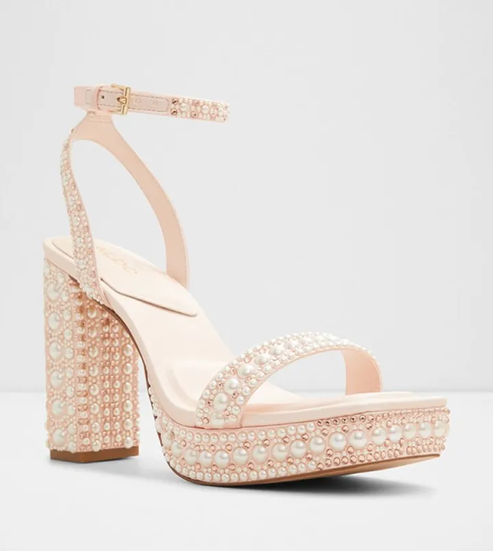 LULU Embellished Platform Sandals with Ankle Strap