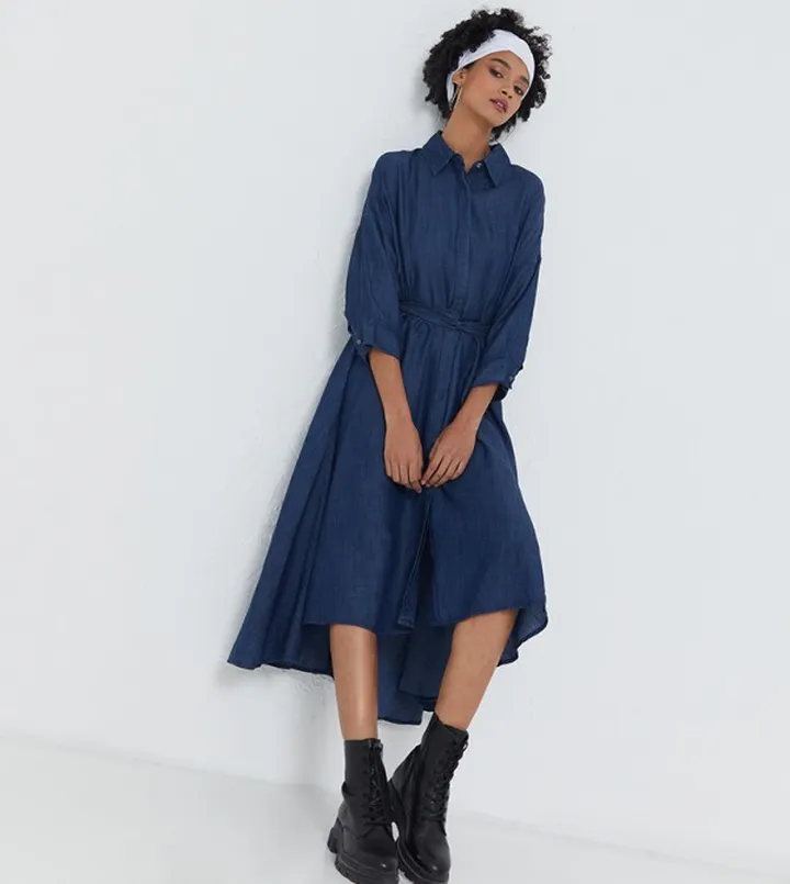 Aurelia Dipped Hem Shirt Dress