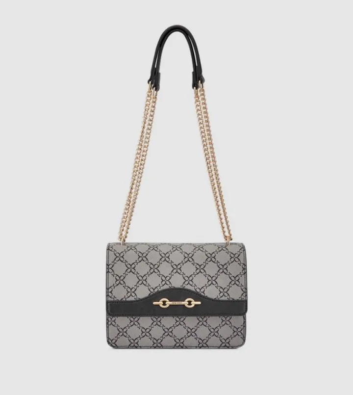 ELLENA Patterned Chain Handle Crossbody Bag