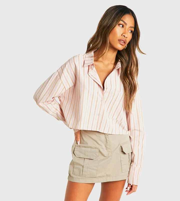 Striped Boxy Crop Shirt