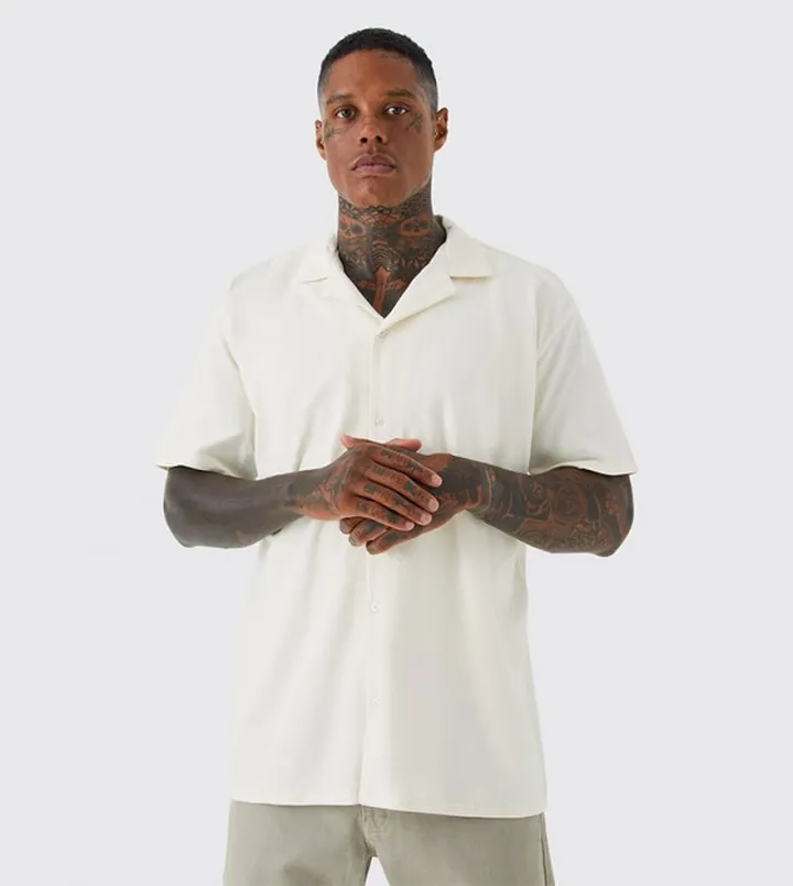 Short Sleeves Oversized Revere Jersey Shirt