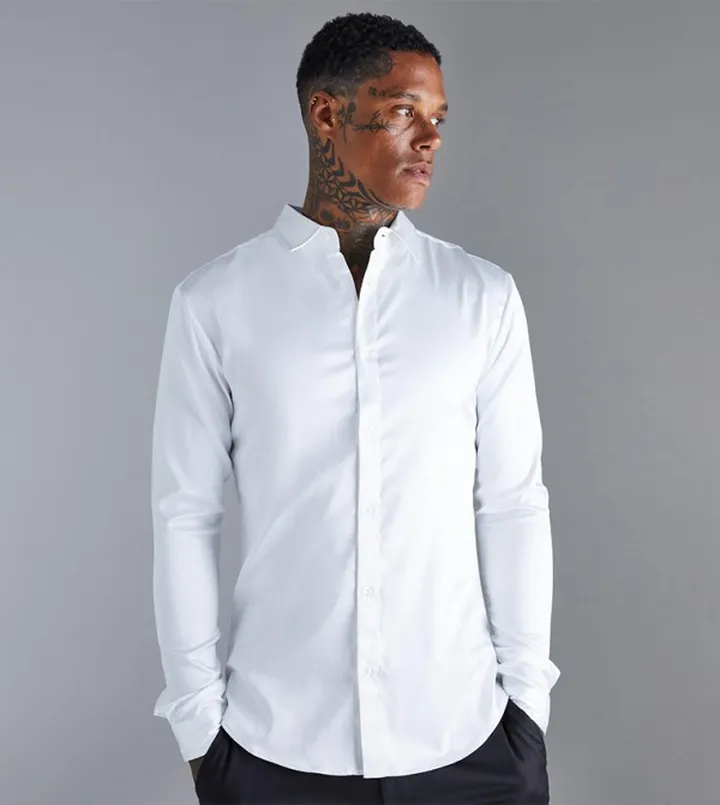 Long Sleeves Stretch Fit Satin Shirt