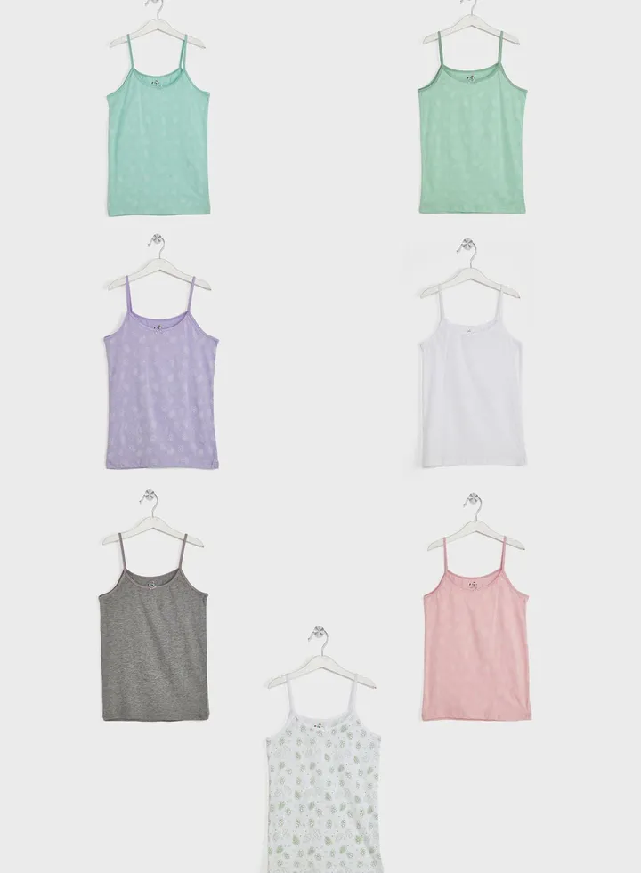 Pack Of 7 Printed Girls Camisole