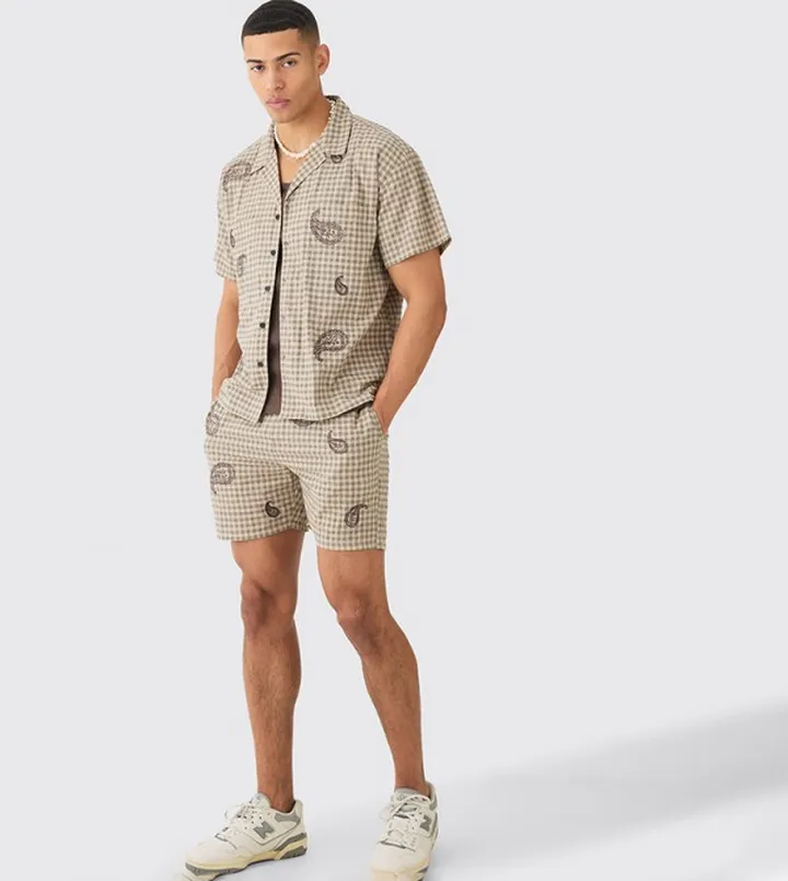 Boxy Embroidered Shirt and Shorts Set