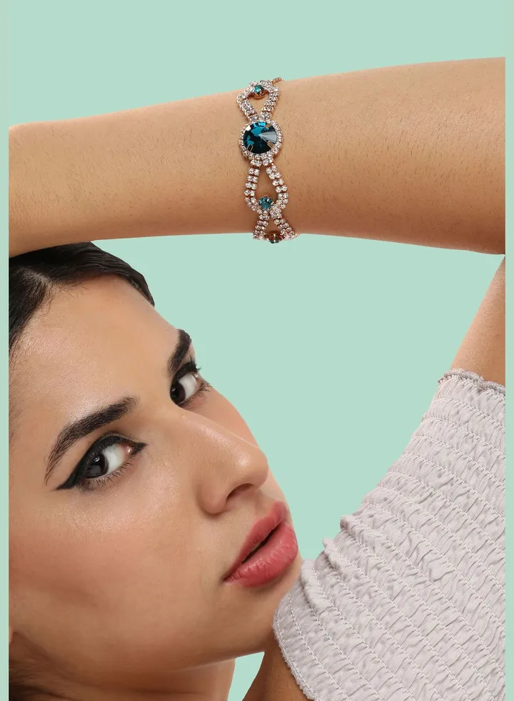 Gold Plated Party Designer Stone Bracelet For Women