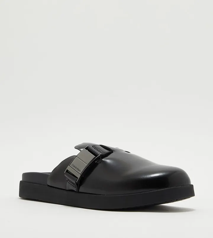 Logo Detail Buckle Strap Mules
