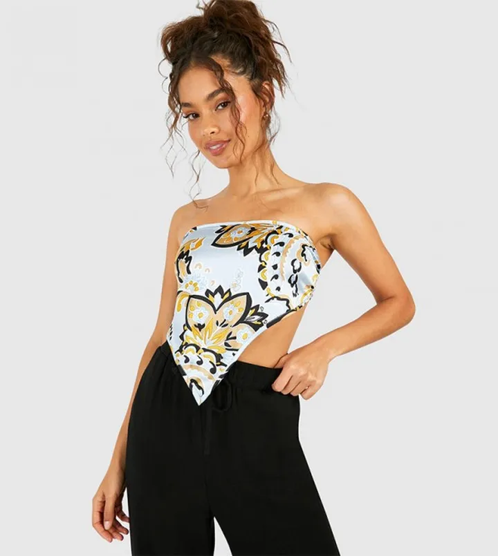 Paisley Tie Back Crop Top