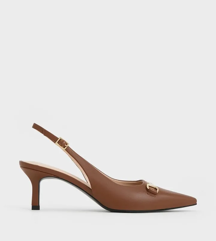 Metal Accent Slingback Pumps
