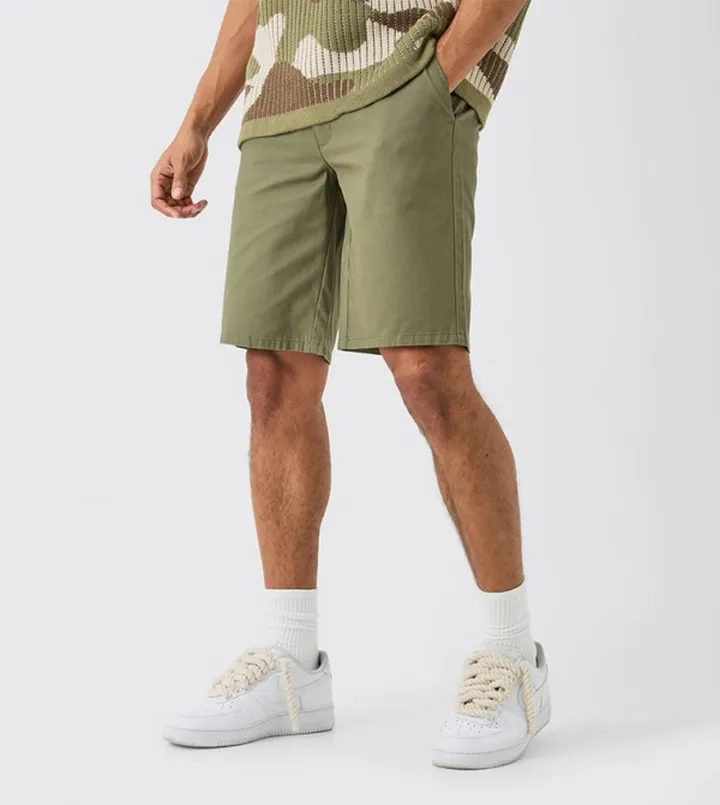 Solid Fixed Waist Relaxed Fit Shorts