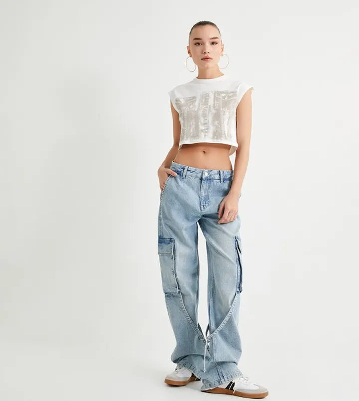 Printed Crew Neck Crop T-Shirt