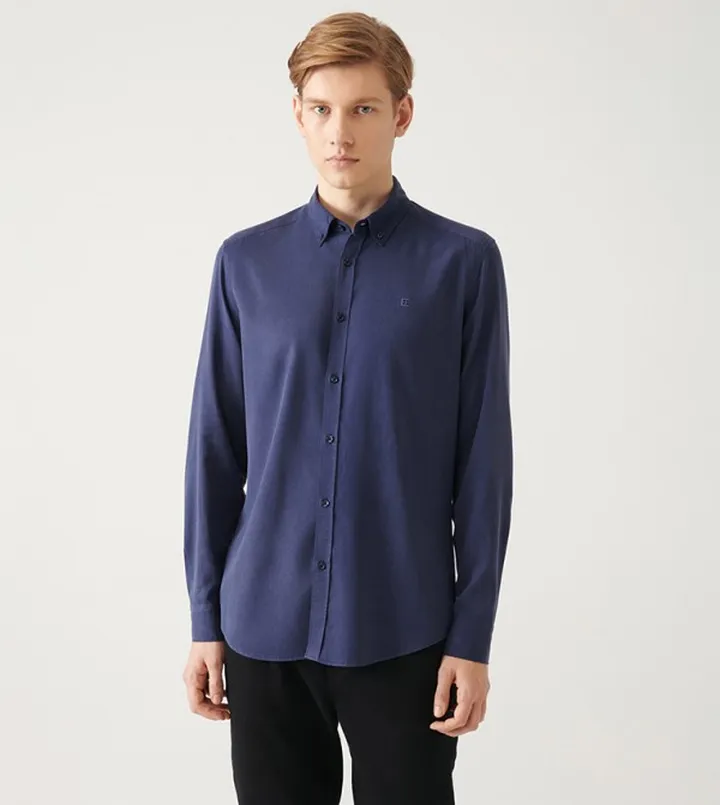Solid Long Sleeves Tencel Shirt