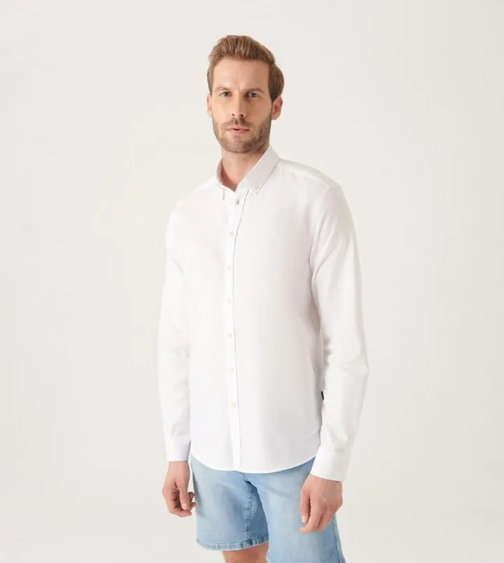 Solid Long Sleeves Oxford Shirt