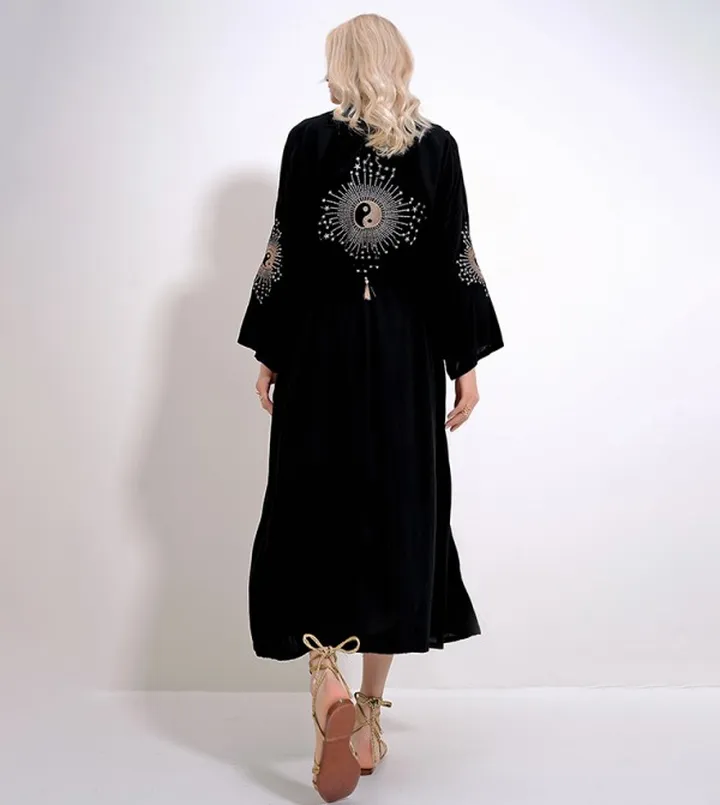 Long Sleeves Belted Maxi Kimono