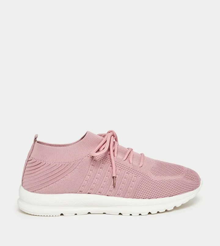 Lace Detail Knit Casual Lace-Up Shoes