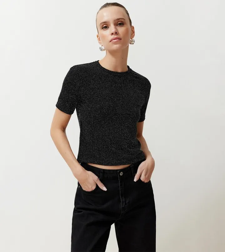 Glittery Crop T-Shirt