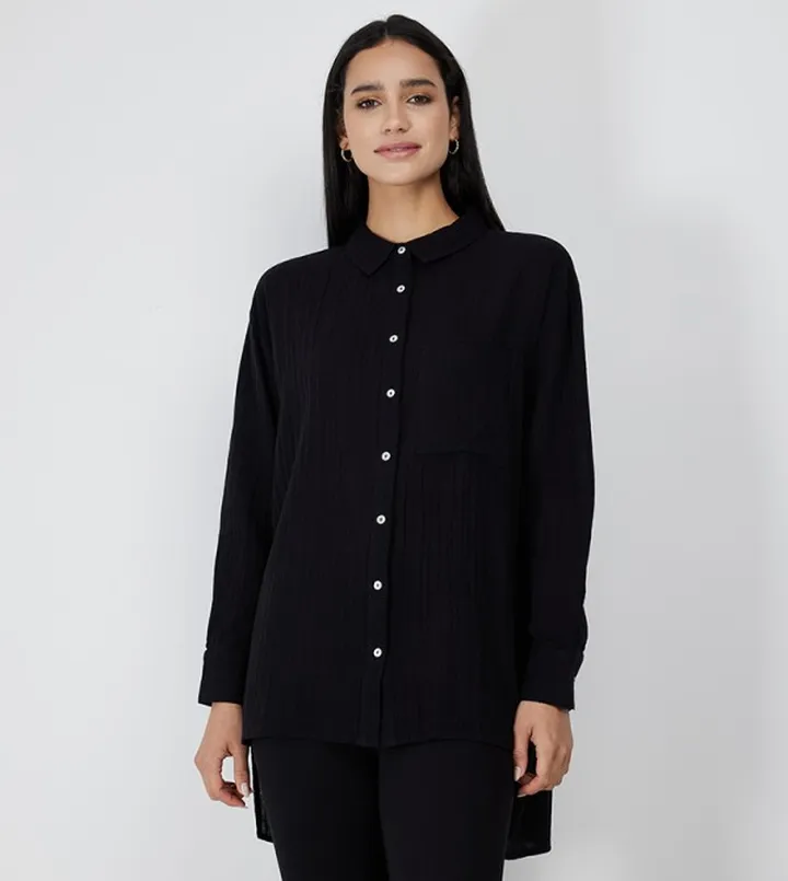 Aero Women Crinkled High-Low Shirt Tunic
