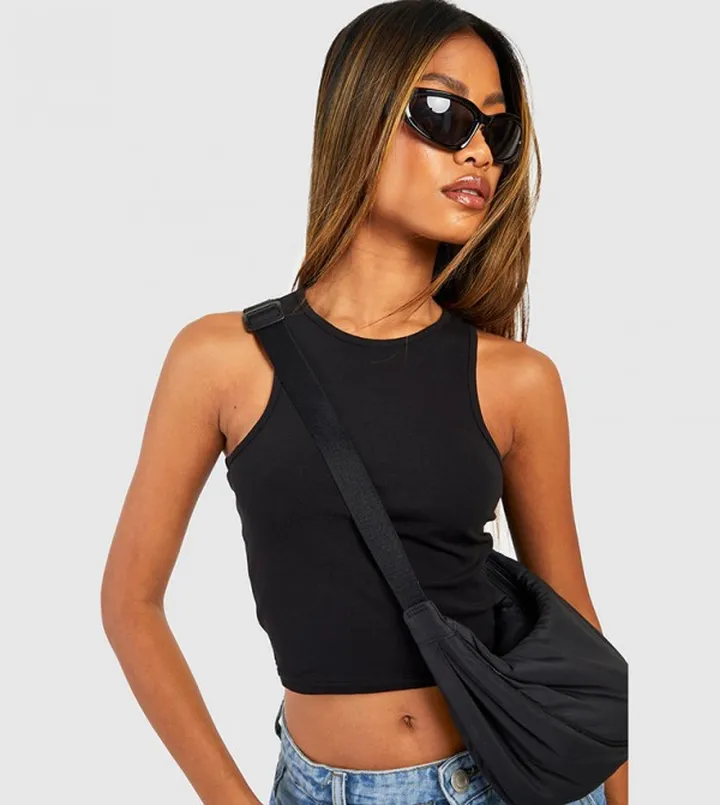 Racer Neck Cotton Crop Top