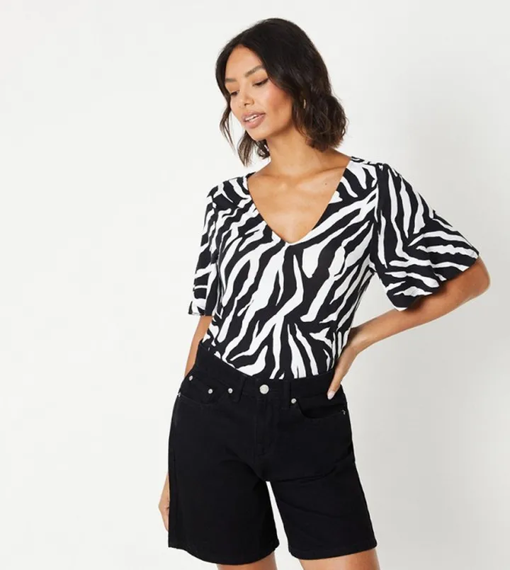 Zebra Printed V-Neck Top