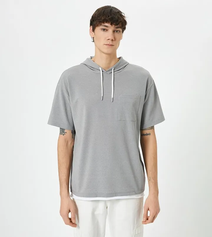 Pocket Detail Hooded T-Shirt