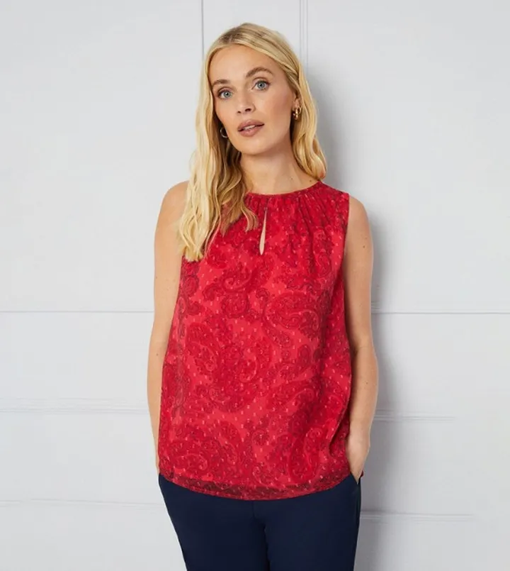 Petite Paisley Dobby Sleeveless Top