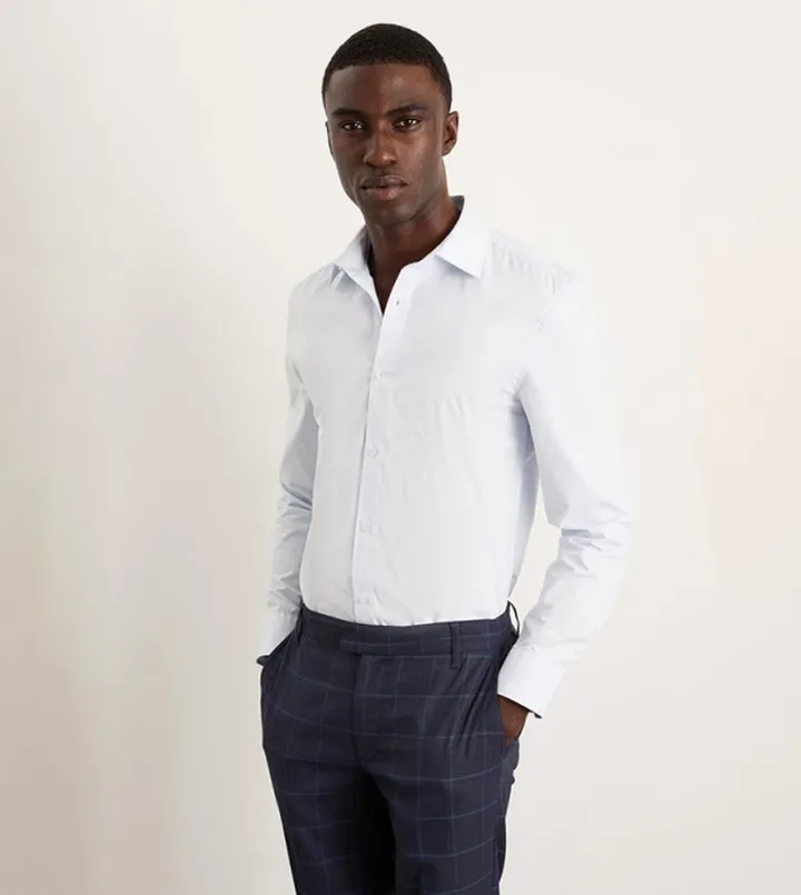 Blue Slim Fit Long Sleeves Easy Iron Shirt