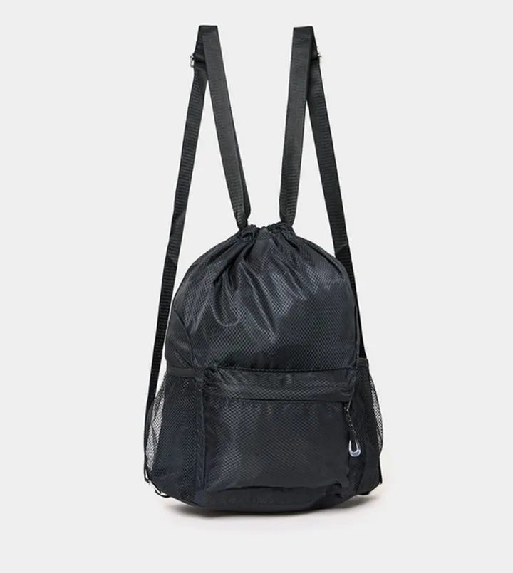 Textured Mesh Detail Backpack with Drawcord Closure