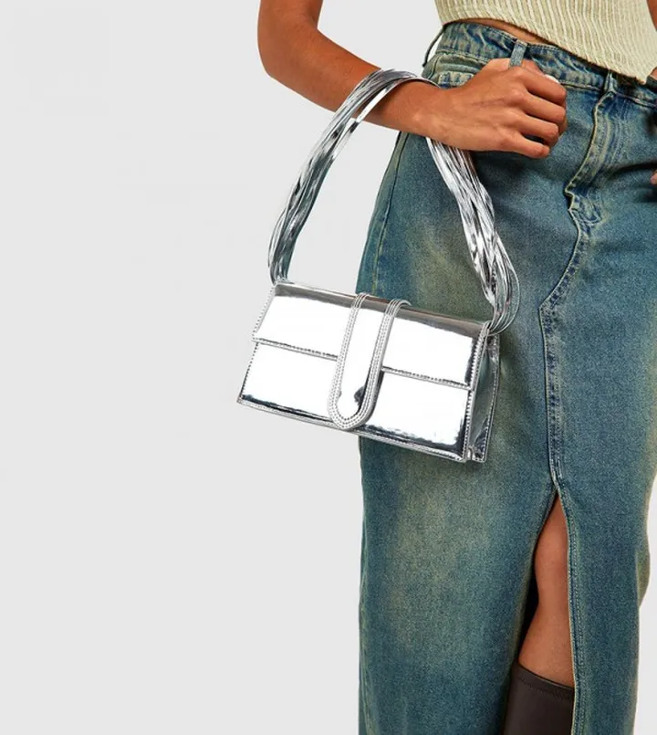 Multi Strap Metallic Shoulder Bag