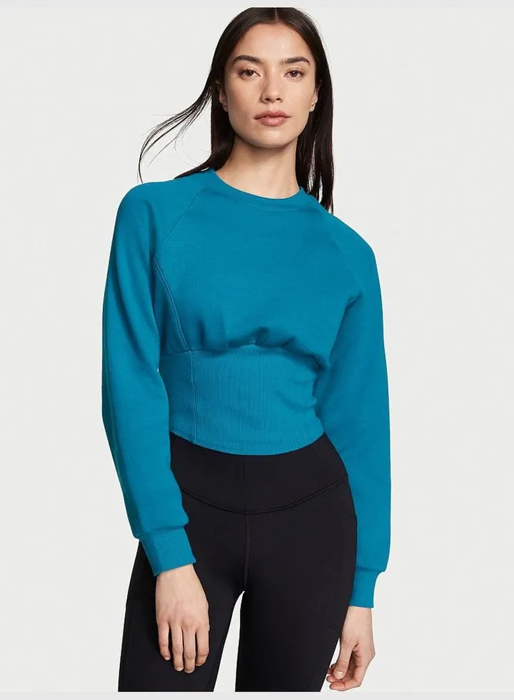 Cotton Fleece Corset Crewneck