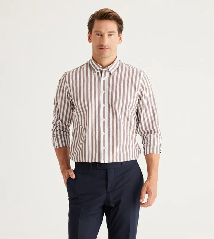 Striped Slim Fit Long Sleeves Cotton Shirt