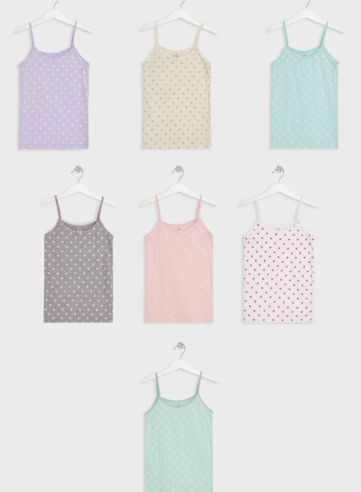 Pack Of 7 Printed Girls Camisole