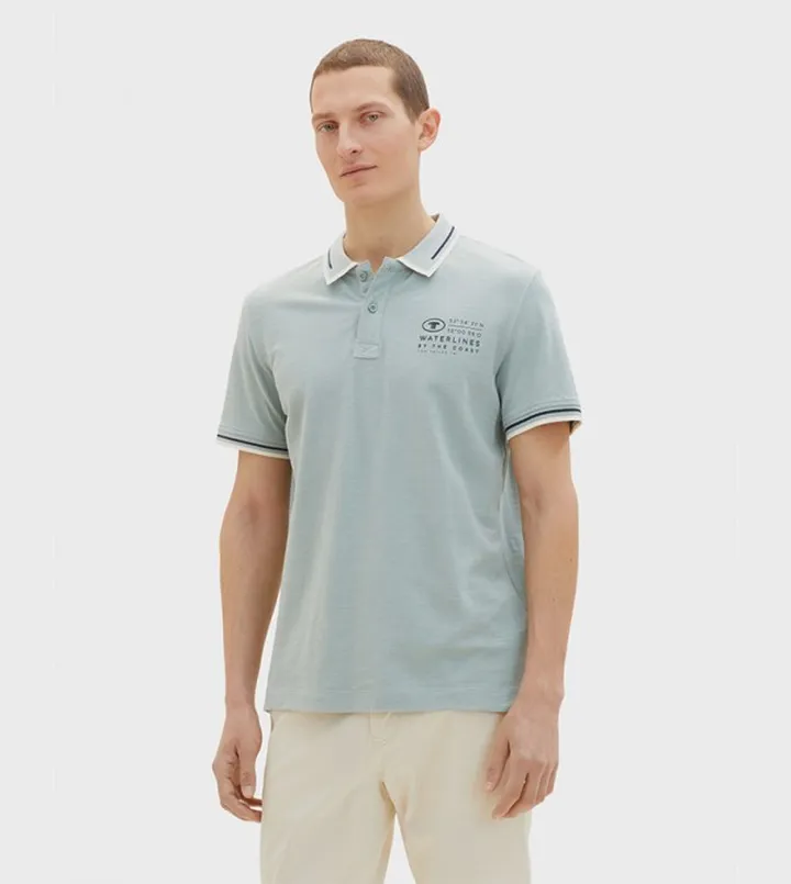 Typographic Print Short Sleeves Polo T-Shirt