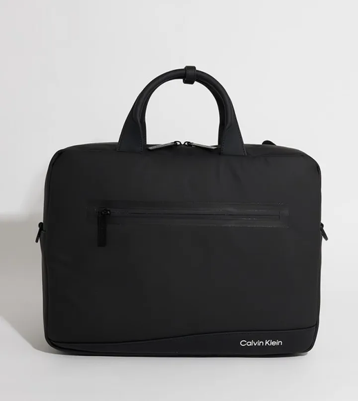 Logo Detail Rubberized Laptop Bag