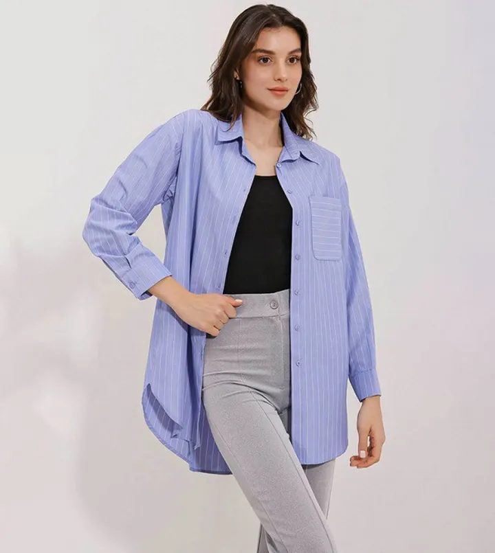 Striped Long Sleeves Oversized Shirt