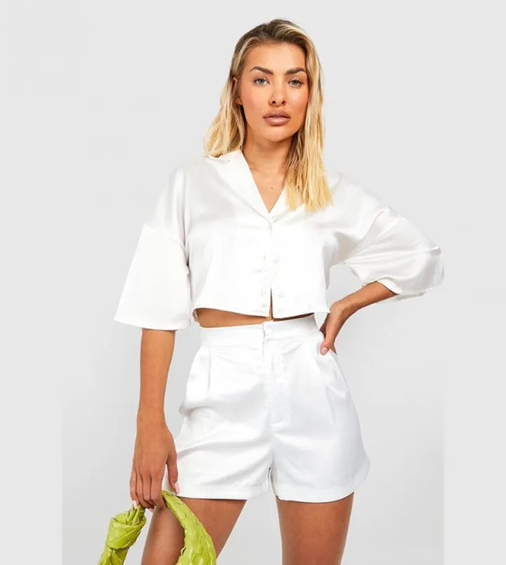 High-Rise Satin Shorts
