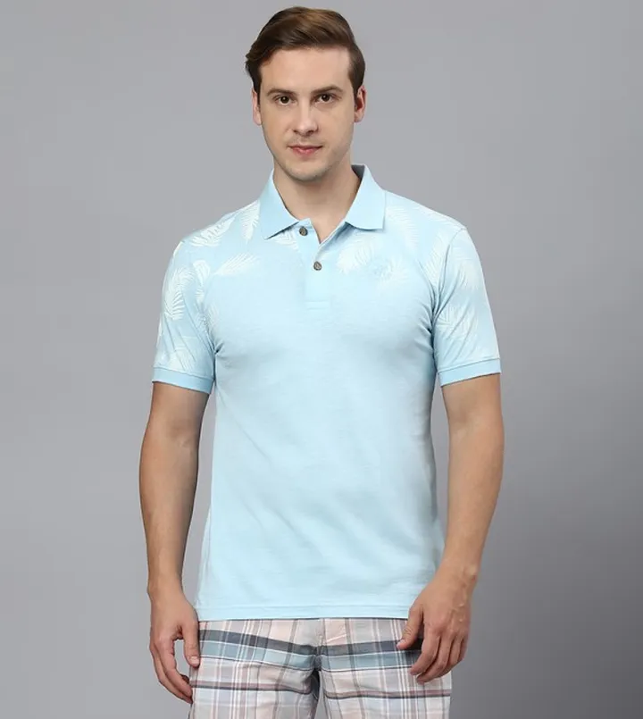 Palm Faded Print Polo T-Shirt