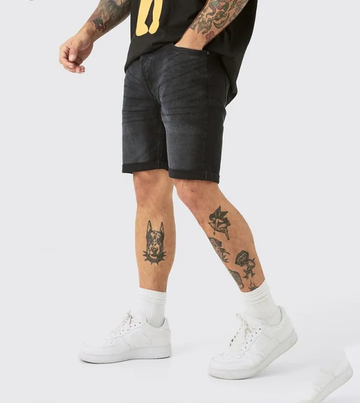 Faded Skinny Stretch Denim Shorts