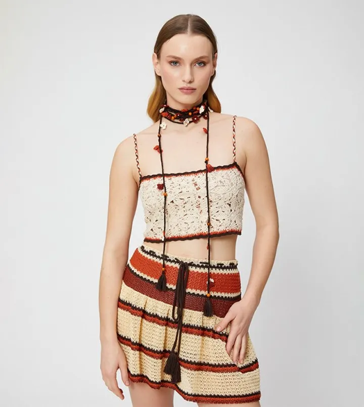 Crochet Braided Strap Crop Top
